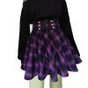 Women's Gothic Punk Plaid Pleated High Waisted Short A-line Flare Mini Skirt