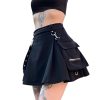51Q6-uNd2JL.jpg Goth Black Pleated Mini Skirt with Chain High Waisted Tennis Skirt