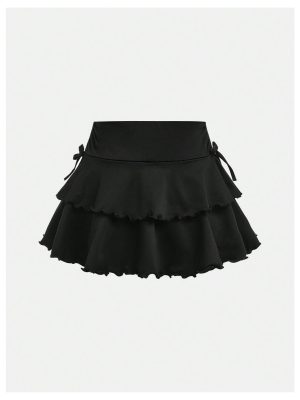 Girl's Summer Mini Skirts High Waisted Ruffle Layered Skirts Swing Flowy Skater Tennis Skirt