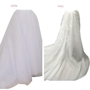 Wedding Detachable Train Long Tutu Maxi Lace Opening Front Skirt