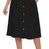 Women's Flowy Midi Skirt Summer Pleated High Waisted Casual Button Front Skirts with Pockets