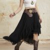 Women's Western Boho Lace Ruffle Skirt Asymmetrical Country Cowgirl Skirts