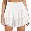 Women's Cute High Waist Ruffle Mini Skirt Layered Ruffle Hem Flared Flowy Casual Swing Beach Mini Short Skirt