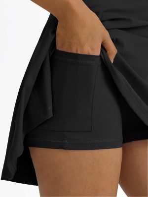 Womens Tennis Skirt with Shorts Underneath Flowy Mini Athletic Golf Skorts with Pockets 2025 Pleated Summer Outfits