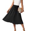 Womens Causal High Waisted Summer Midi Skirts Flowy Palazzo A-Line Long Skirt with Pockets