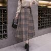 61N7PNazceL.jpg Women's Vintage Plaid Wool Blend Midi Skirt Houndstooth A Line Wool Long Skirt with Belt