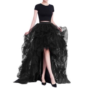 Women's Long High Low Ruffles Party Tulle Skirt