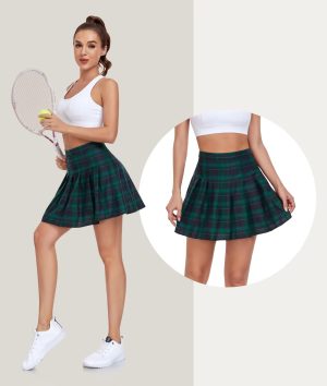 Womens Girls Pleated Tennis Skirts High Waisted A-line Skirt School Uniform Athletic Golf Skorts with Shorts,2T-4XL