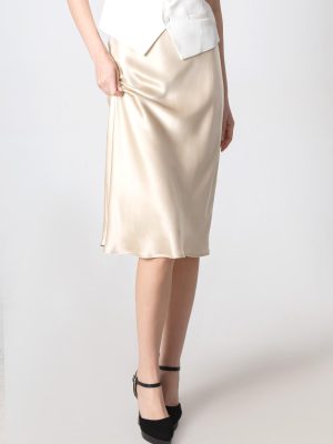 100% Mulberry Silk Skirt Straight Knee-Length Half-Body Skirt