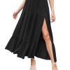 Women's 2025 Summer Flowy Boho Maxi Skirt Trendy Slit Elastic High Waist A Line Beach Long Skirts with Pockets