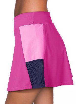 Womens Swim Skirt Tummy Control Color Block Tankini Swimdress Bikini Bathing Suit Swimsuit Bottoms
