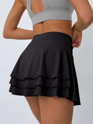 Womens Pleated Tennis Skirt with Shorts Underneath Flowy Golf Mini Skorts with Pockets 2025 Ruffle Spring Outfit