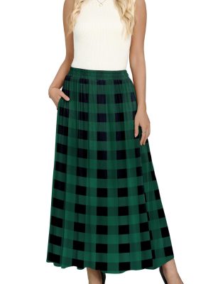 Women's Maxi Skirt Flowy High Waisted Casual Long Skirts with Pockets