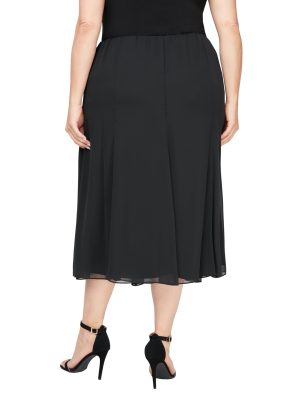Women's Plus Size Midi Chiffon Skirt