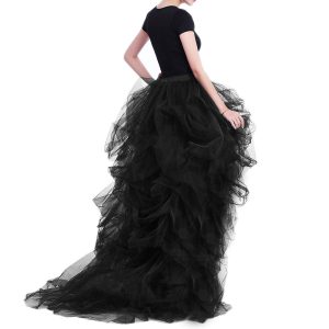 Women's Long High Low Ruffles Party Tulle Skirt