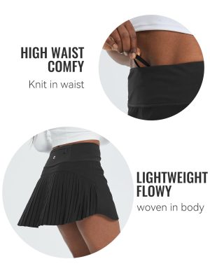 Women's Pleated Tennis Skirt Golf Skorts for Woman High Waisted Lightweight Athletic Shorts Pockets