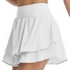 Women's Tennis Skirts 14" Golf Skorts with Pockets Double Ruffle High Waisted Athletic Skirt with Liner Shorts