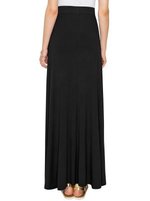 Women's Casual Comfy Stylish High Waist Flare Long Maxi Skirt – Available in Print & Solid Options