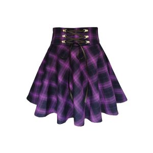 Women's Gothic Punk Plaid Pleated High Waisted Short A-line Flare Mini Skirt