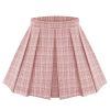 Plus Size Basic Versatile Stretchy Elastic Waist Flared Casual Mini Skater Skirt/Pleated Plaid Skirt for Women XL-5XL