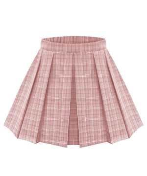 Plus Size Basic Versatile Stretchy Elastic Waist Flared Casual Mini Skater Skirt/Pleated Plaid Skirt for Women XL-5XL
