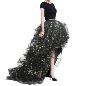 Women's Long High Low Ruffles Party Tulle Skirt
