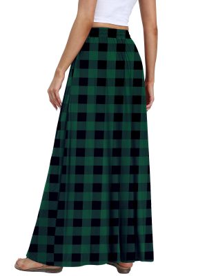 Womens Maxi Skirt 2025 Casual Flowy Elastic High Waist Long Skirts with Pockets