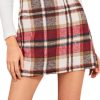 61yziX80vL.jpg Women's Plaid Skirt High Waisted Pencil Mini Skirt
