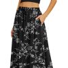 Women's Flowy Maxi Skirt Summer Pleated High Waisted Casual Long Skirts with Pockets