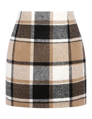 Plaid Mini Skirt for Women Fall Winter High Waist A Line Bodycon Pencil Fall Skirts