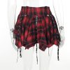Womens Punk Plaid Skirt Gothic Pleated Mini Skirts A Line Grunge Harajuku Half Skirted Y2K Emo Checkered Skirt