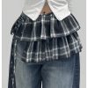 Women's Plaid Layered Ruffle Side Tie Y2k Low Rise Coquette Wrap Micro Mini Skirt