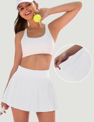 Pleated Tennis Skirt for Women with Pocket Shorts High Waisted Women's Tennis Skort Athletic Golf Skirts for Casual