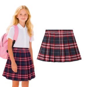 71CzmZLFuAL.jpg Girl School Uniform Pleated Scooter Skirt with Under Shorts Pull On Elastic Waist Skirt