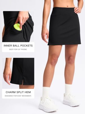 16" Skorts for Women with 2 Pockets High Waisted A Line Pickleball Golf Skort Casual Athletic Tennis Skirt
