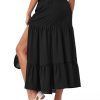 Midi Skirts for Women Split Hem Elastic High Waistd Boho Flowy Long Maxi Skirts