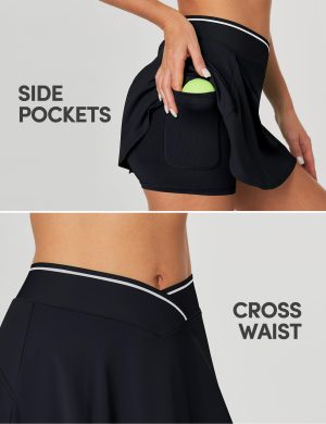 Athletic Skorts for Women Tennis Skirt with Pockets Cross Waist Athletic Skirt for Golf Pickleball