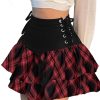 71MLOopQt-L.jpg Womens Gothic Skirt Y2k 2000s Girl Mall Goth Punk Skirts High Waist Lace-Up Ruffle Fairy Grunge Mini Skirts
