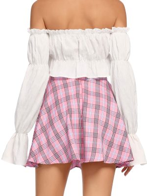 Women's Cute Plaid High Waist Above Knee A-line Skater Mini Short Skirt