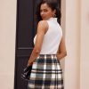 71PJyWd5siL.jpg 2025 Plaid Pencil Skirts for Women High Waisted Casual Stretch Bodycon Mini Skirt