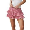 71PoL6sgIpL.jpg Womens Halloween Wizard Costume Elastic Waist Ruffle Layered Gingham Mini Skirt Dorothy Dress Fancy Skirt Lace Trim