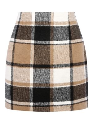 Womens High Waist Plaid Skirt Bodycon Pencil Wool Mini Skirts
