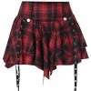 Womens Plaid Skirt Y2k Gothic Clothes High Waisted Irregular Ribbon Puffy Steampunk Mini Skorts