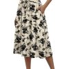 Women's Midi Skirt Summer Pleated Flowy Elastic High Waisted Skirts with Pockets