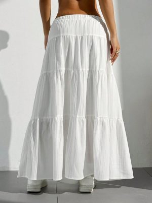 Women's Flowy Flared Ruffle Boho Long Skirt Summer Maxi Skirt Going Out Outfits