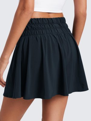 High Waisted Flowy Tennis Skirts for Women Pleated Casual Golf Athletic Pickleball Skorts with Shorts Pockets