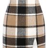 Plaid Mini Skirts for Womens High Waisted Fall Winter Wool Bodycon Pencil Skirts with Slit