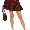 Women's Vintage Elastic Waist Plaid Flared Mini Skater Skirt