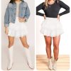 Women's Cute High Waist Ruffle Mini Skirt Layered Ruffle Hem Flared Flowy Casual Swing Beach Mini Short Skirt