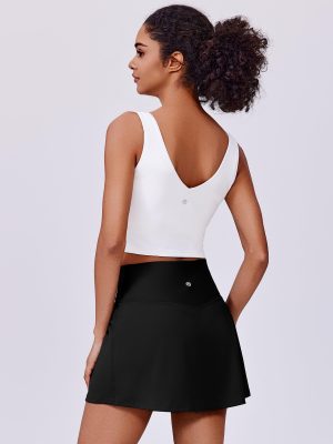 Womens Tennis Skirt High Waisted Golf Skort with 2 Pockets Stretchy Athletic Skirts for Workout Pickleball Running